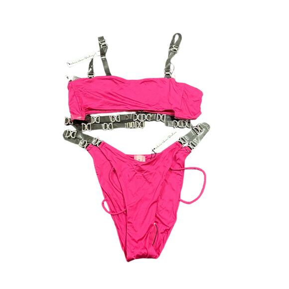 Monica Hansen Beachwear NWT Shine Like A Diamond Bikini‎ Set in Azalea XL - Picture 4 of 5